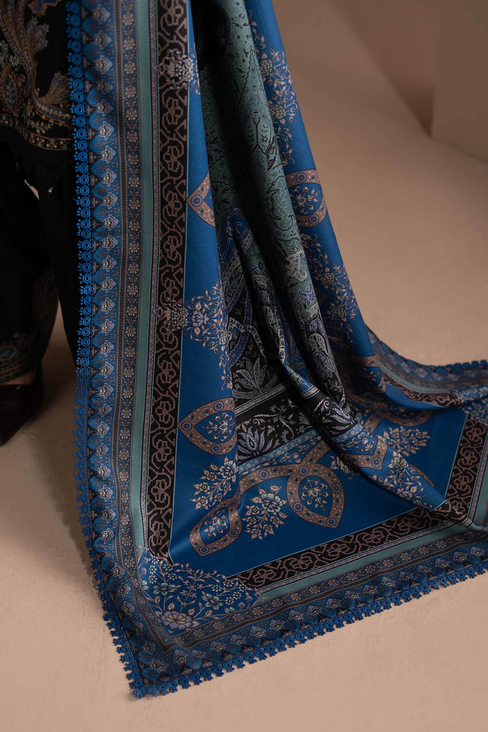 3 Piece Embroidered Twill Linen Suit