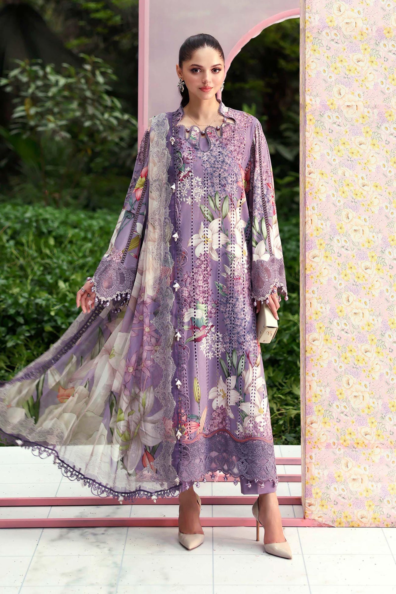 3 Piece Unstitched Embroidered Lawn Suit