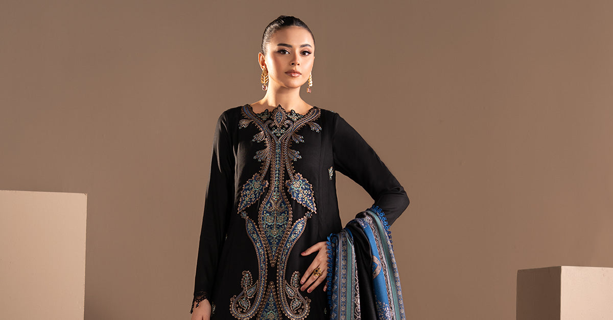 3 Piece Embroidered Twill Linen Suit