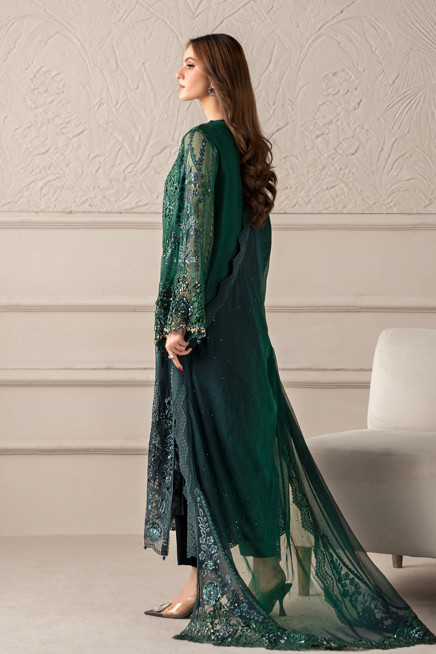 3 Piece Embroidered Chiffon Suit | MCS-25-106