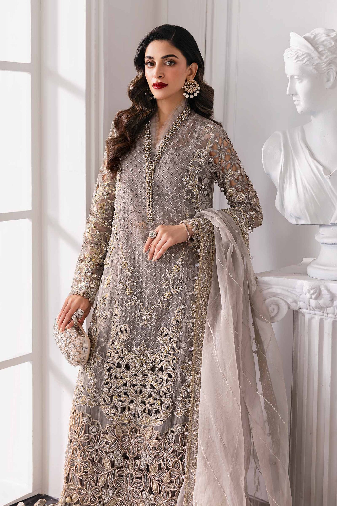 3 Piece Unstitched Embroidered Organza Suit | BD-3006