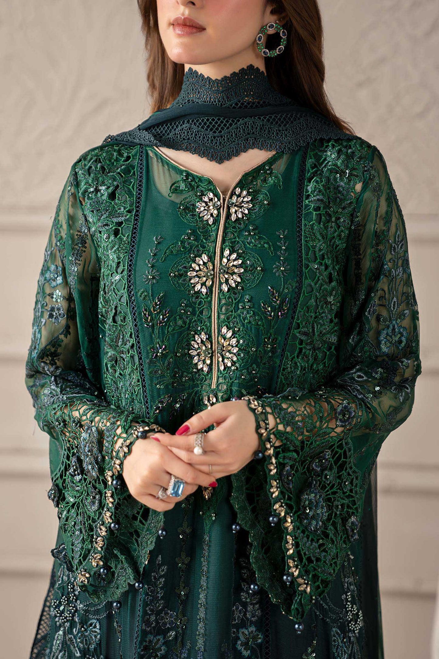 3 Piece Embroidered Chiffon Suit | MCS-25-106