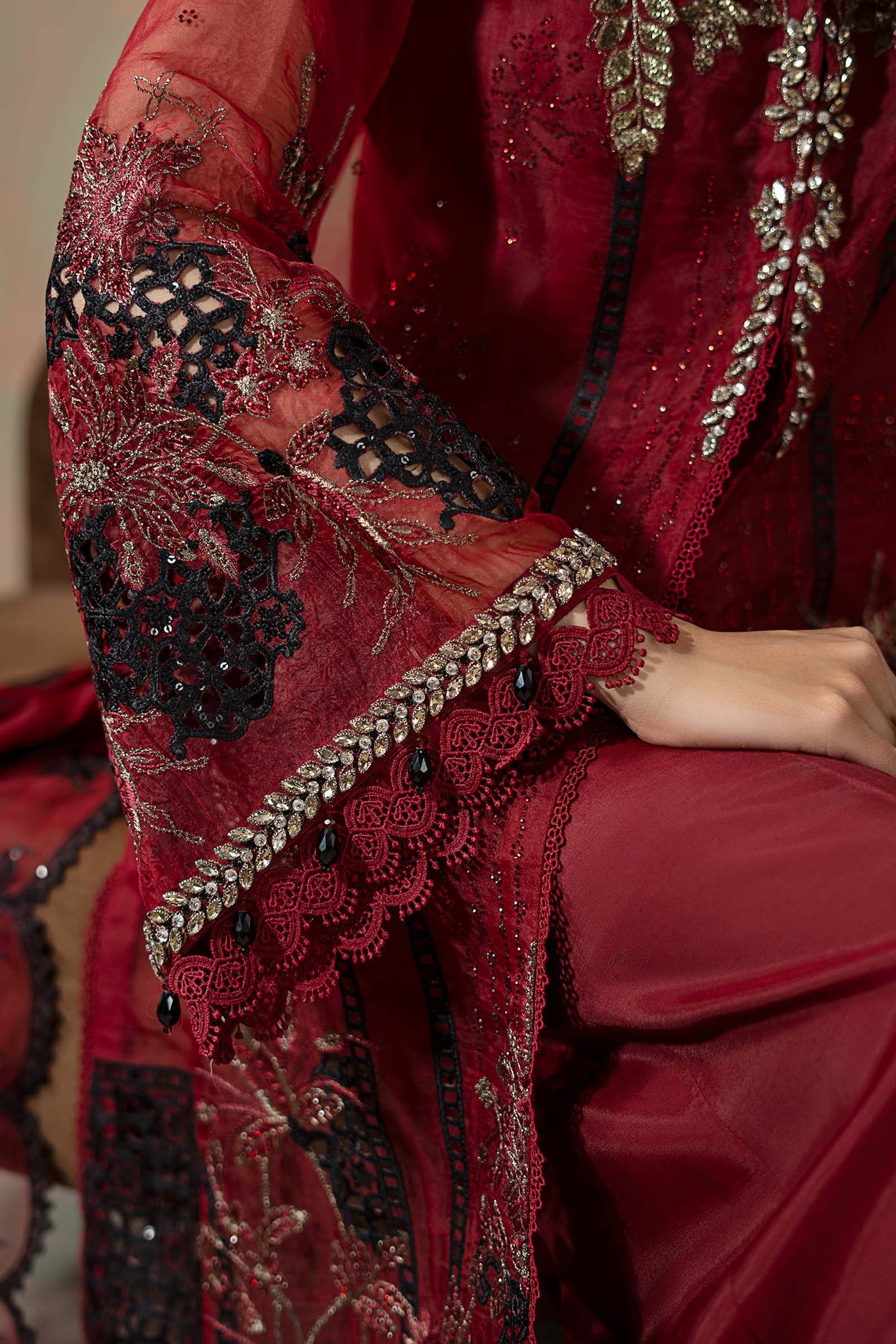 3 Piece Embroidered Organza Suit