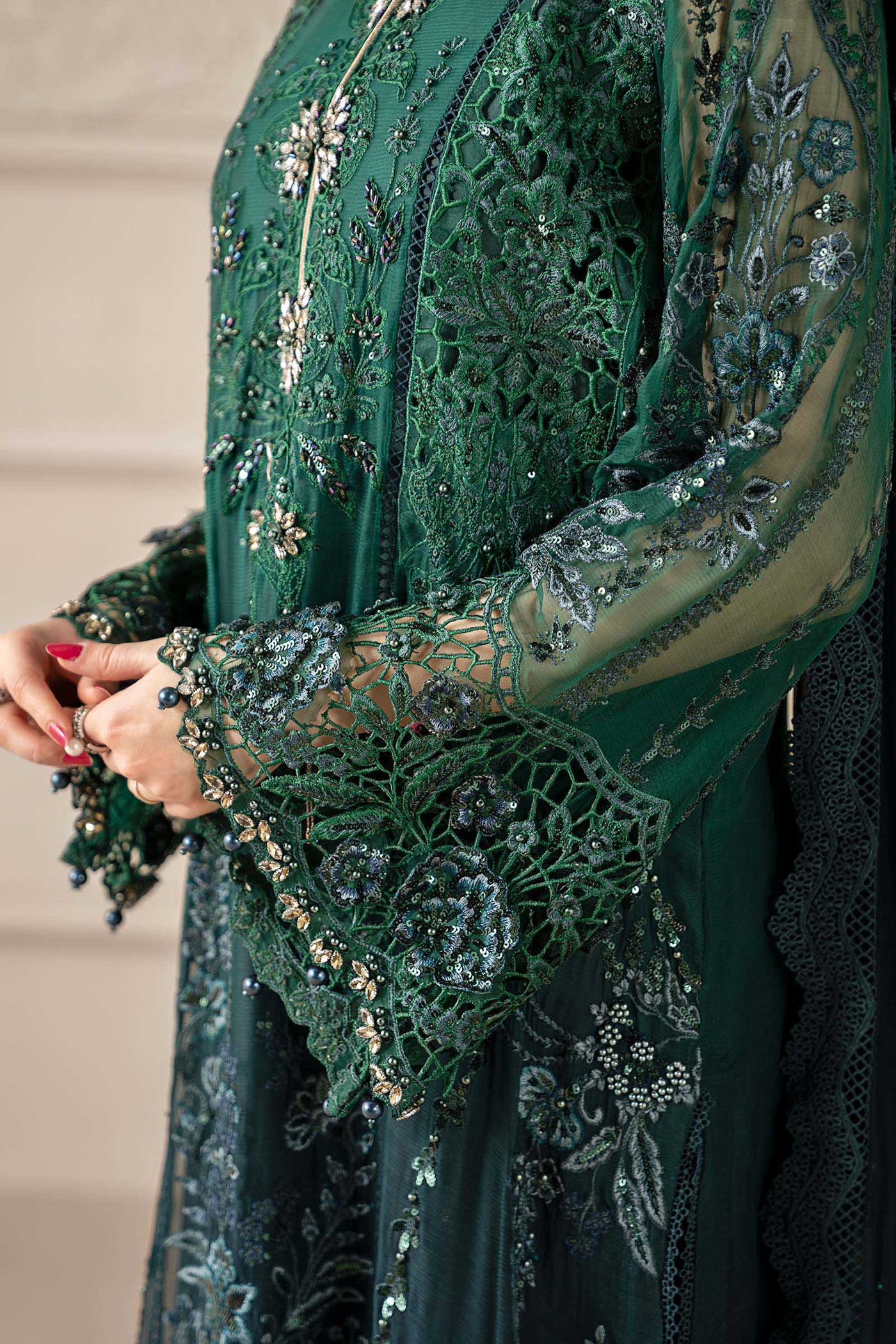 3 Piece Embroidered Chiffon Suit | MCS-25-106