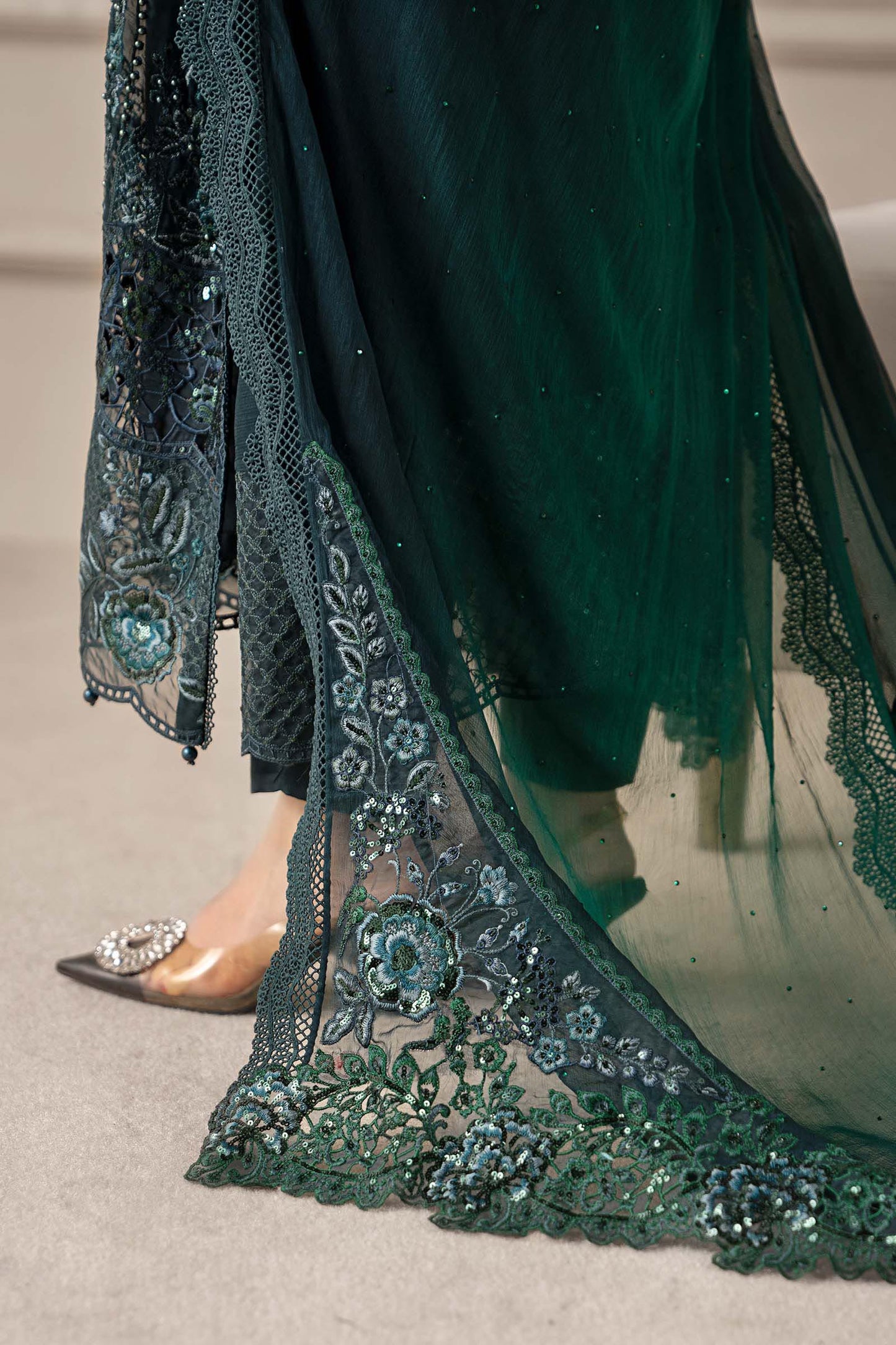 3 Piece Embroidered Chiffon Suit | MCS-25-106