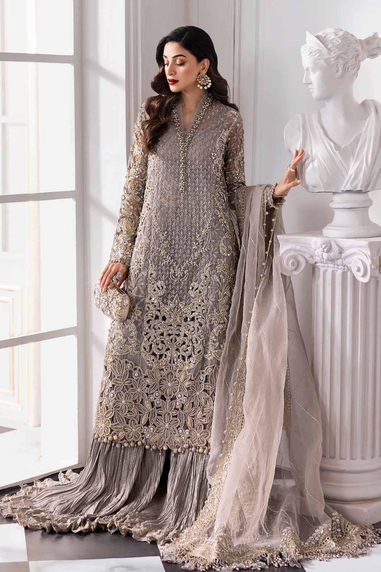 3 Piece Unstitched Embroidered Organza Suit | BD-3006