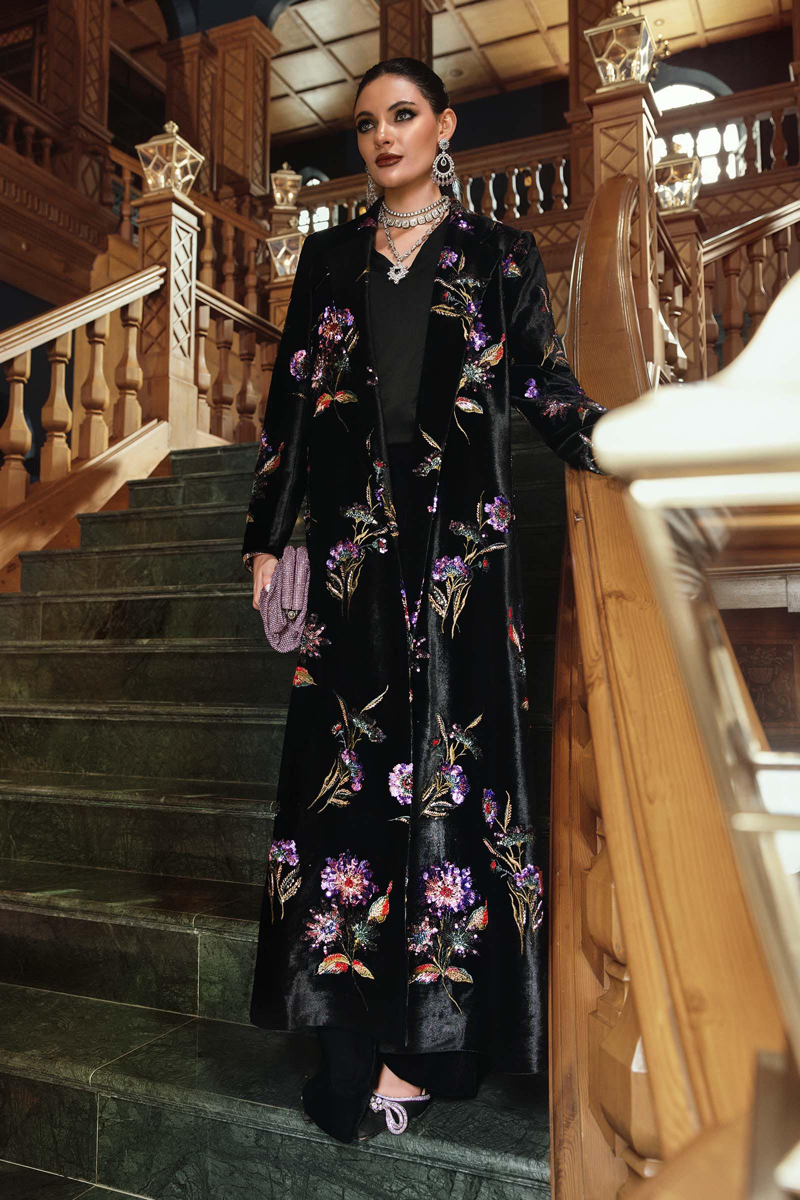 3 Piece Unstitched Embroidered Velvet Suit