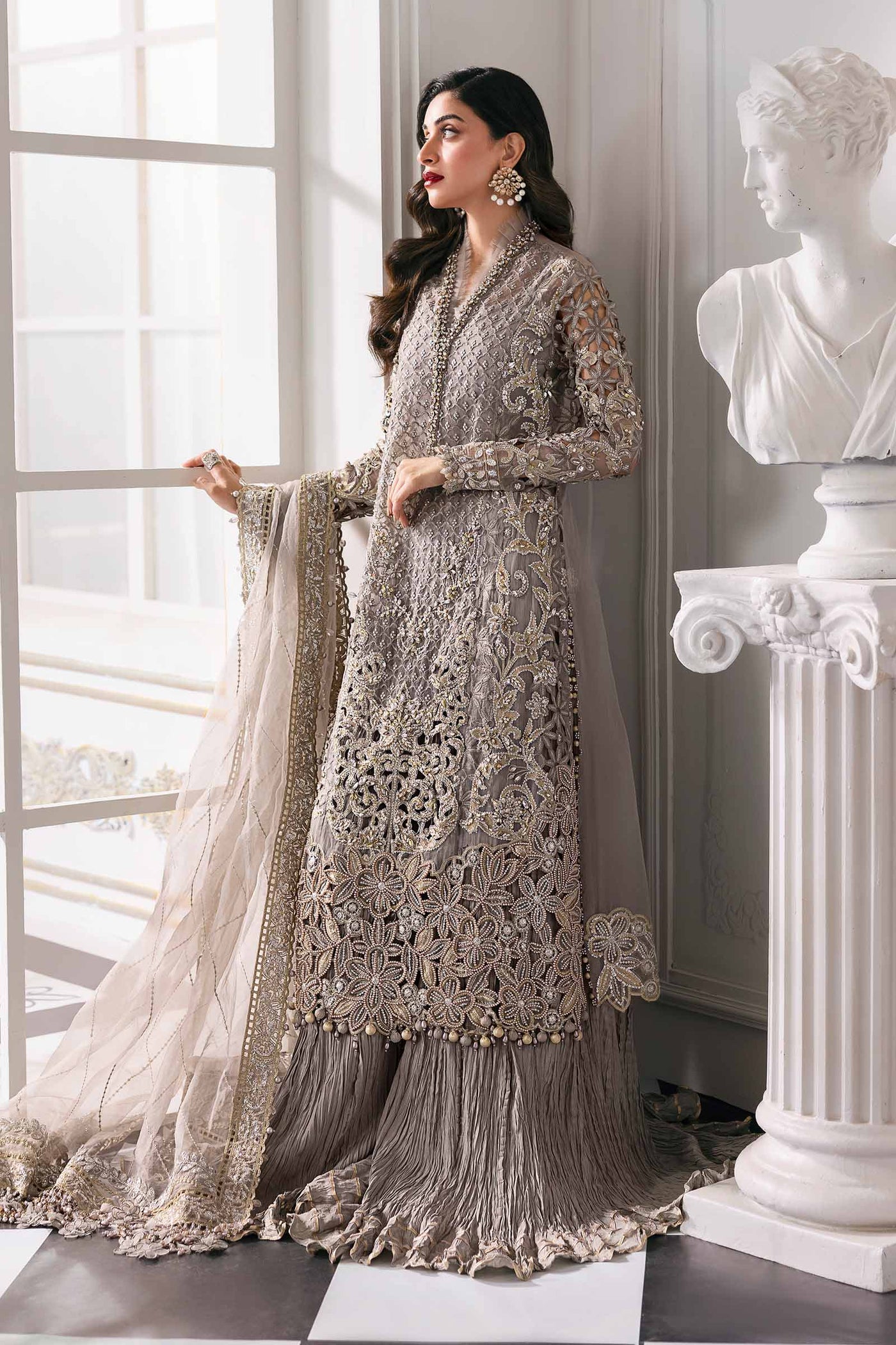 3 Piece Unstitched Embroidered Organza Suit | BD-3006