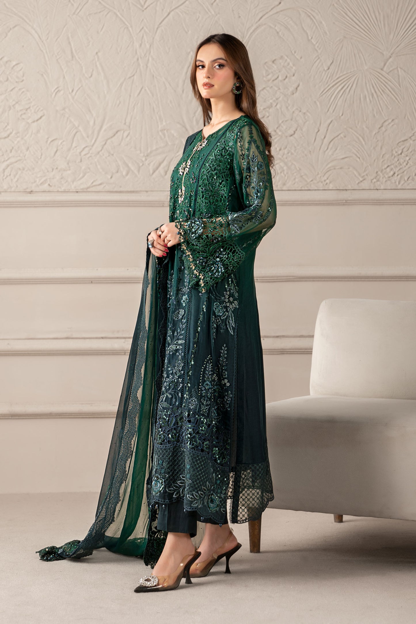 3 Piece Embroidered Chiffon Suit | MCS-25-106