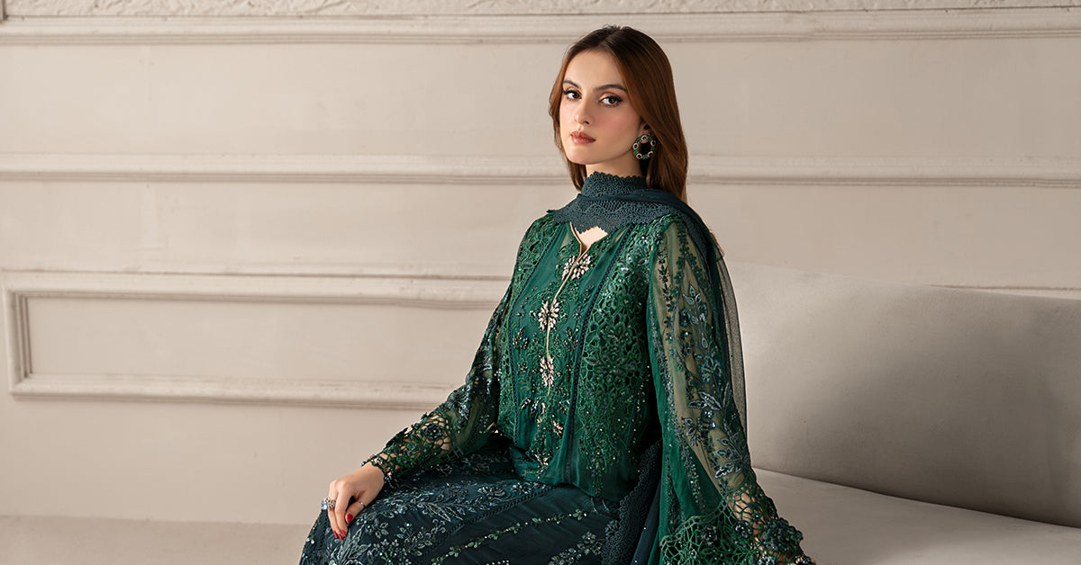 3 Piece Embroidered Chiffon Suit | MCS-25-106