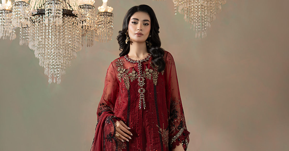 3 Piece Embroidered Organza Suit