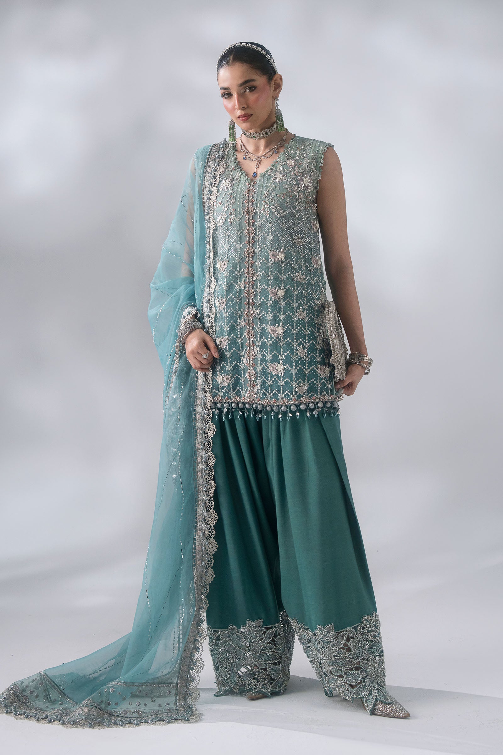 3 Piece Unstitched Embroidered Organza Suit