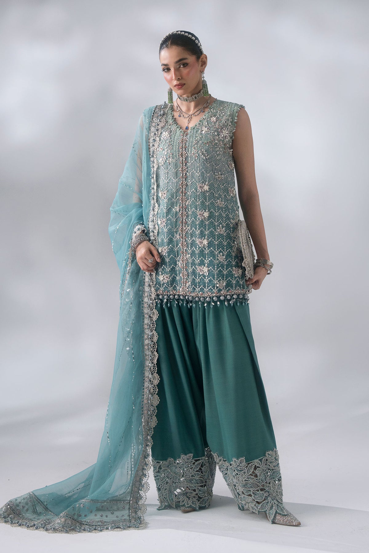 3 Piece Unstitched Embroidered Organza Suit