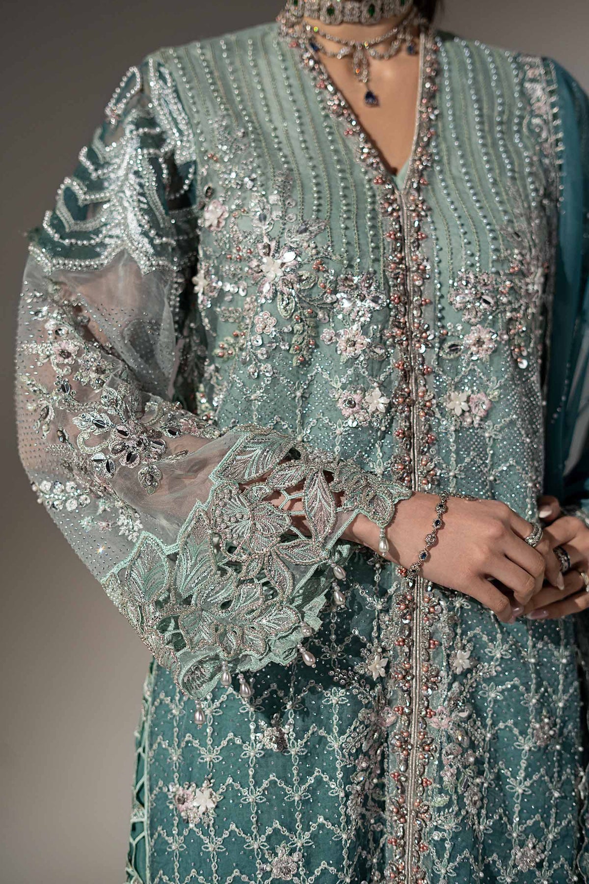 3 Piece Embroidered Organza Suit