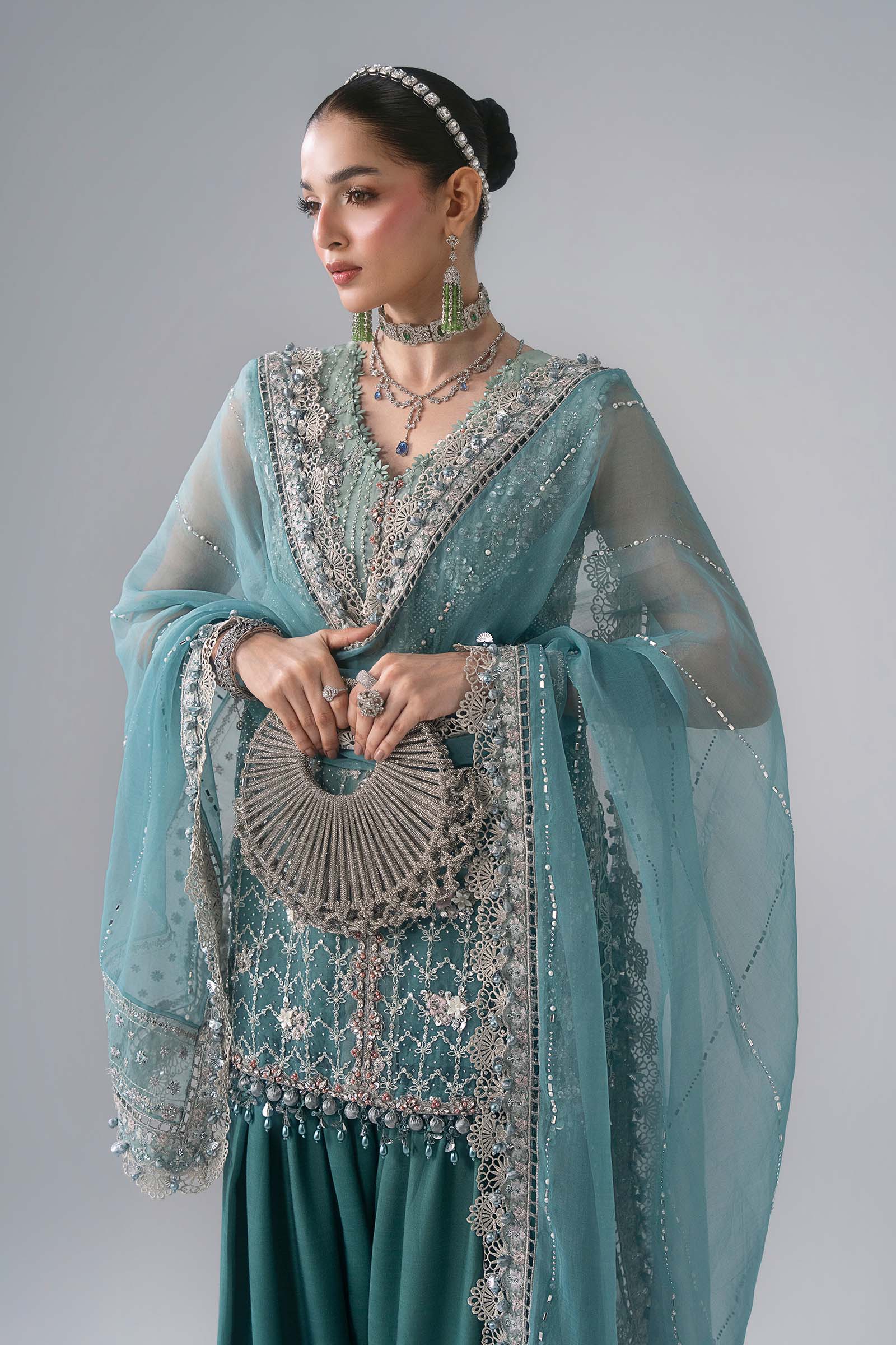 3 Piece Unstitched Embroidered Organza Suit