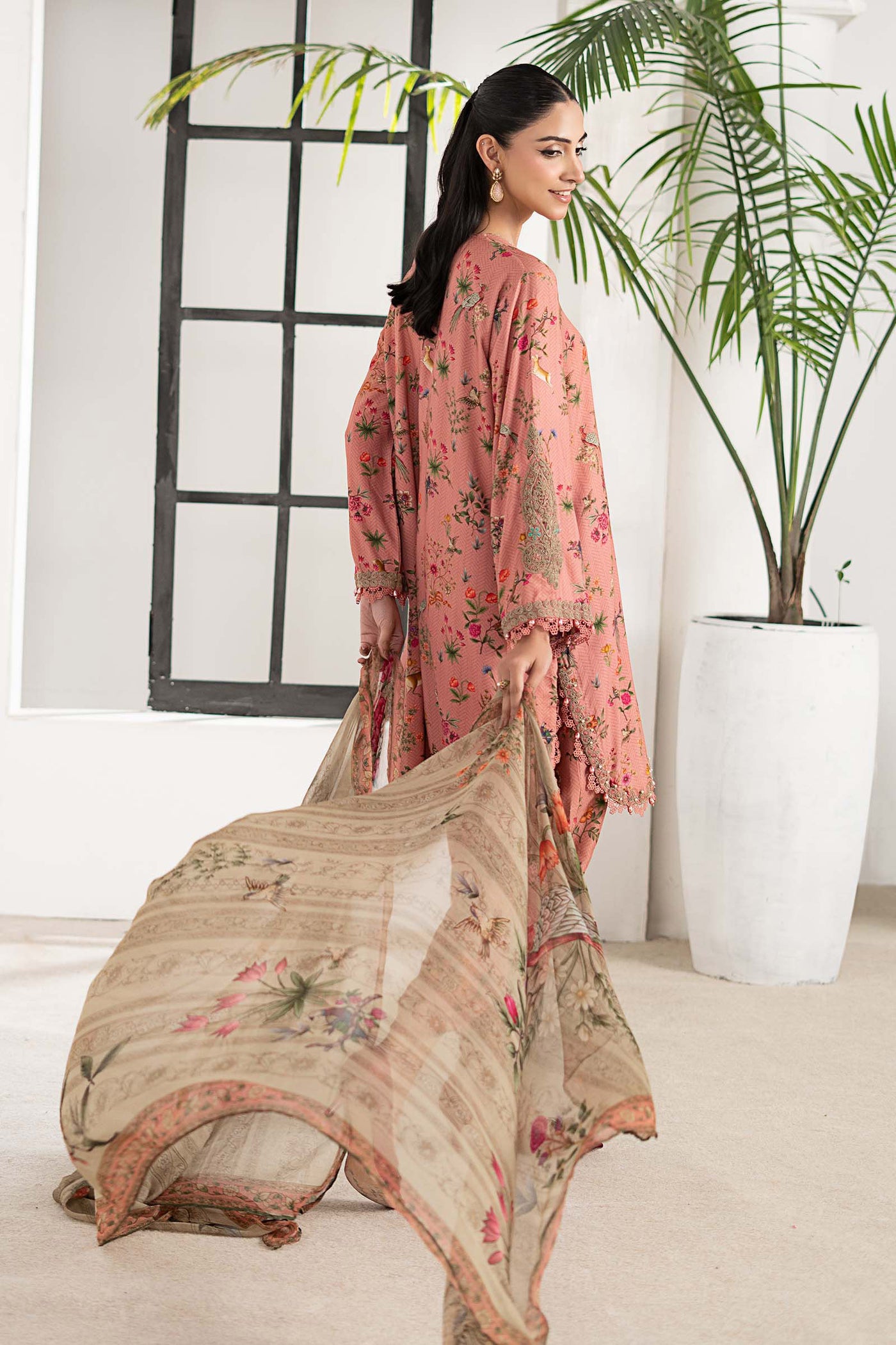 3 Piece Embroidered Linen Suit