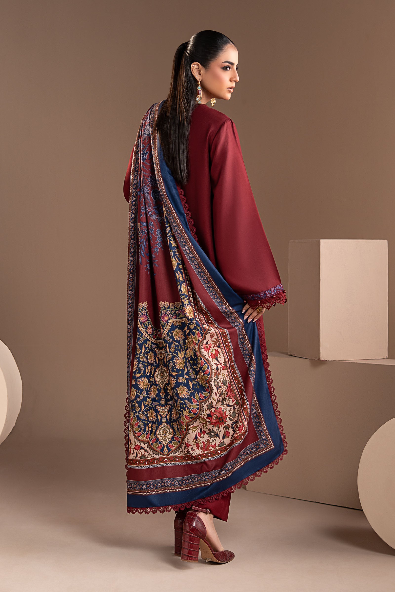 3 Piece Embroidered Twill Linen Suit