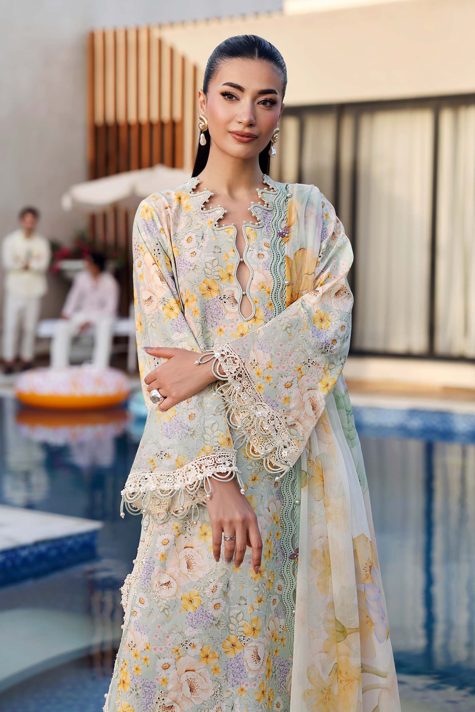 3 Piece Unstitched Embroidered Lawn Suit