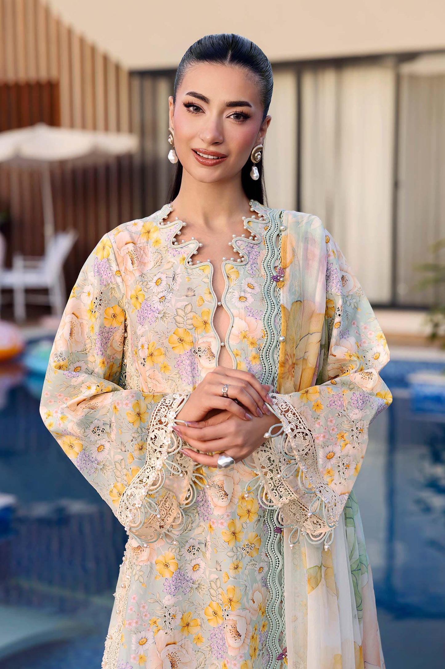 3 Piece Unstitched Embroidered Lawn Suit