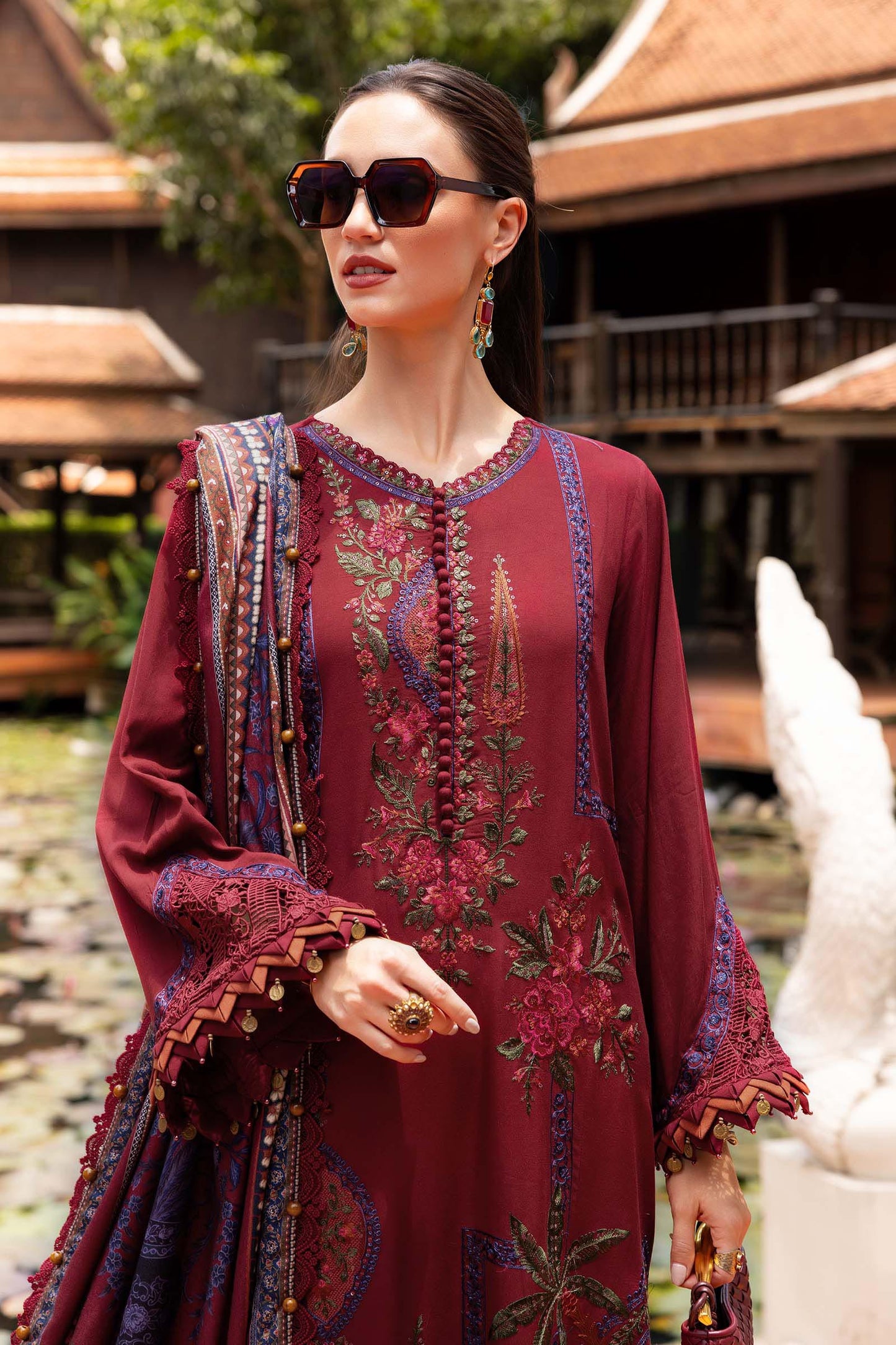 3 Piece Unstitched Embroidered Twill Linen Suit