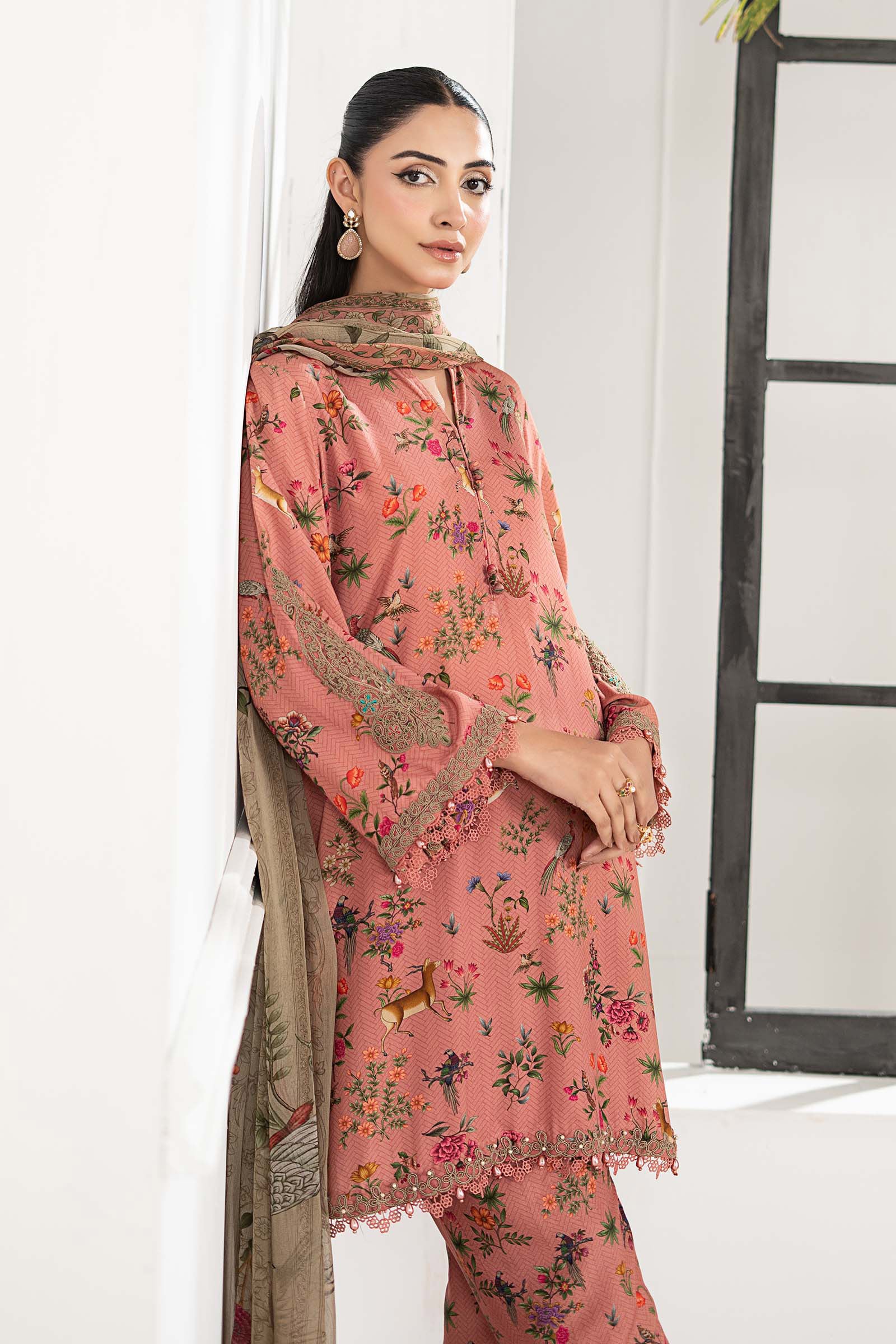 3 Piece Embroidered Linen Suit