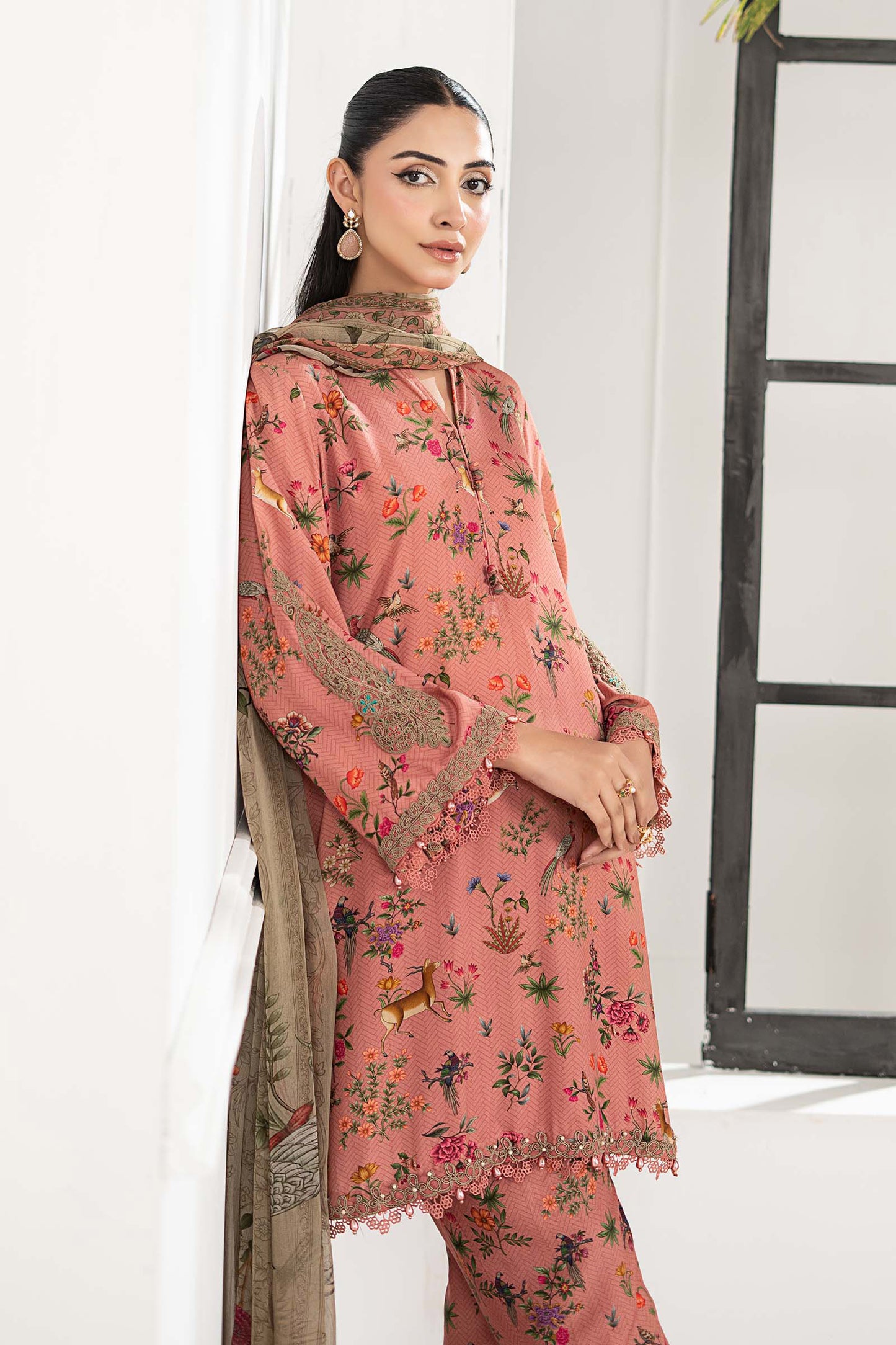 3 Piece Embroidered Linen Suit