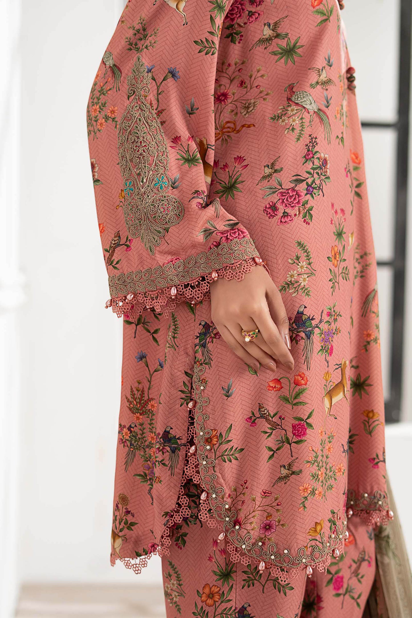 3 Piece Embroidered Linen Suit