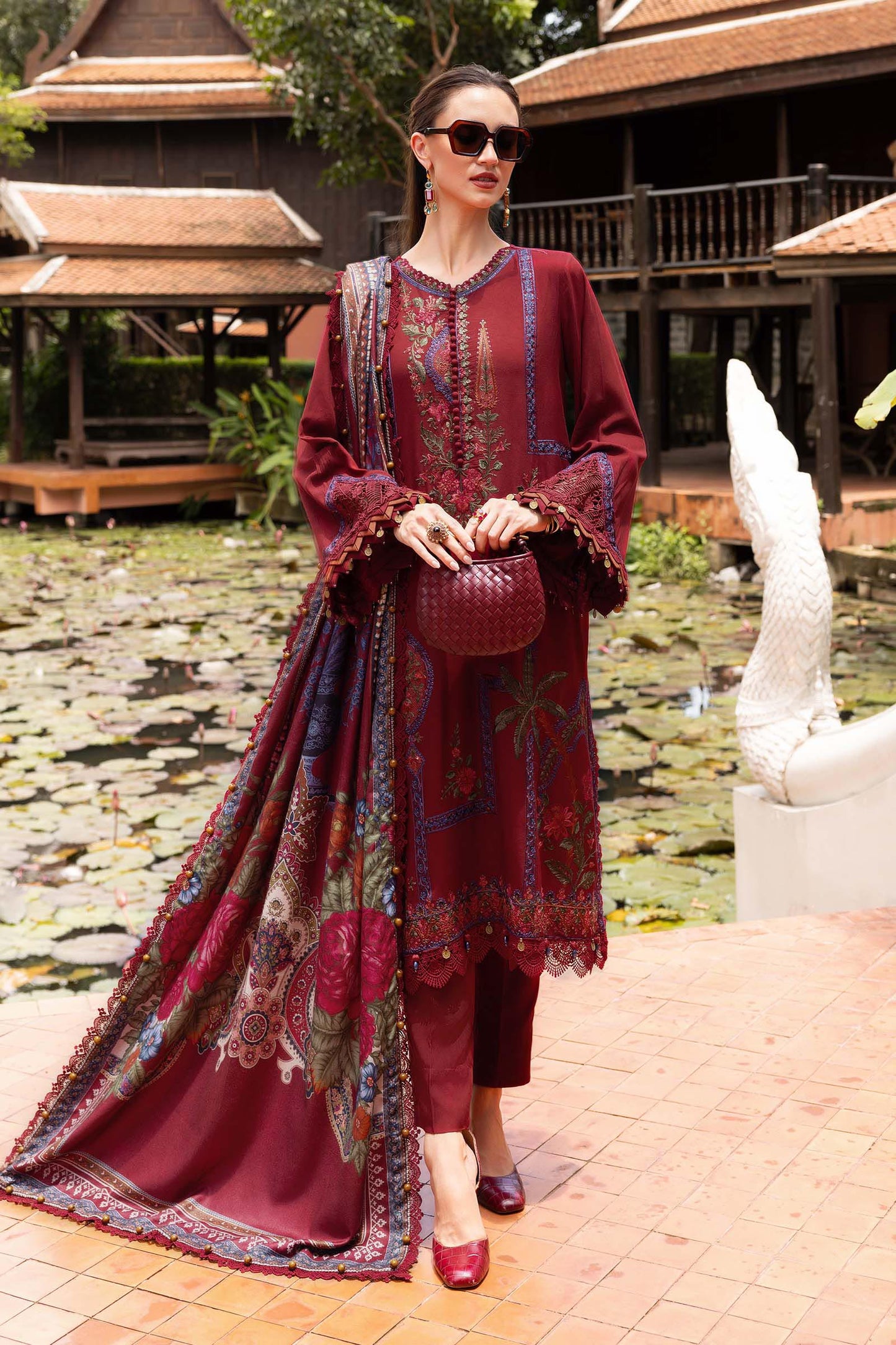 3 Piece Unstitched Embroidered Twill Linen Suit