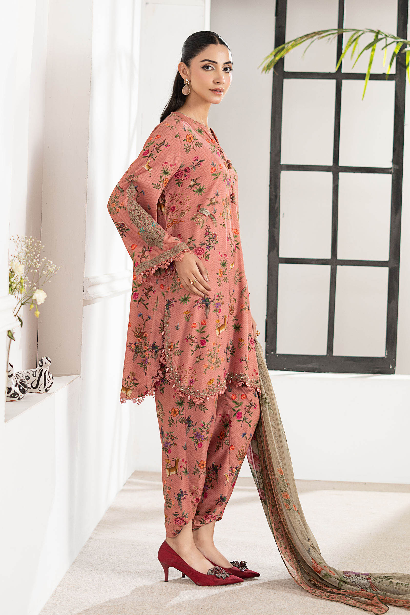 3 Piece Embroidered Linen Suit