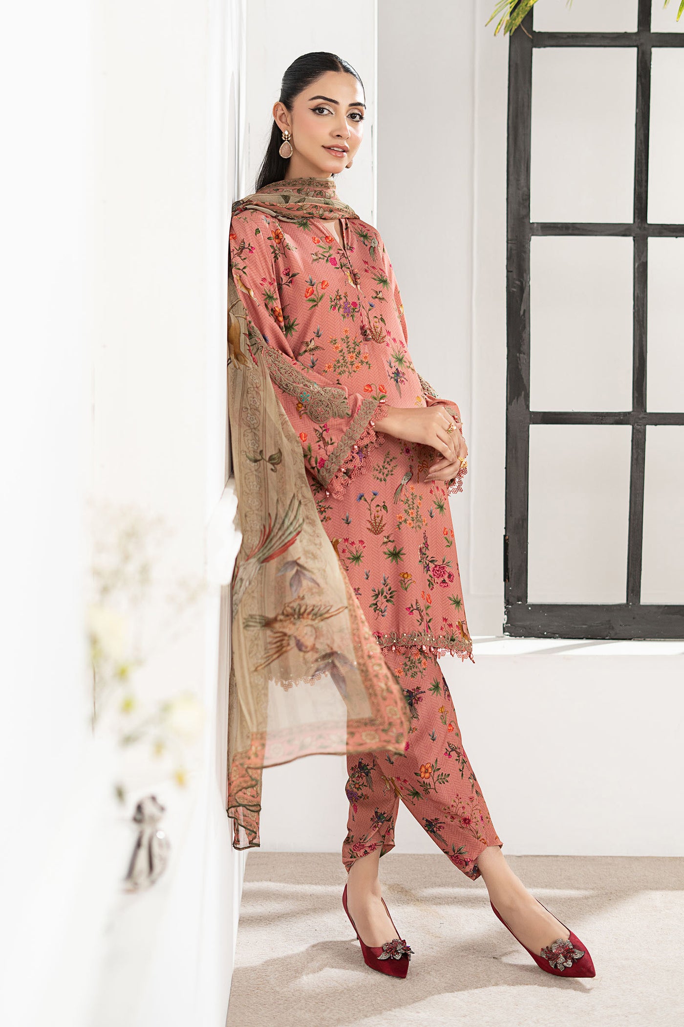 3 Piece Embroidered Linen Suit