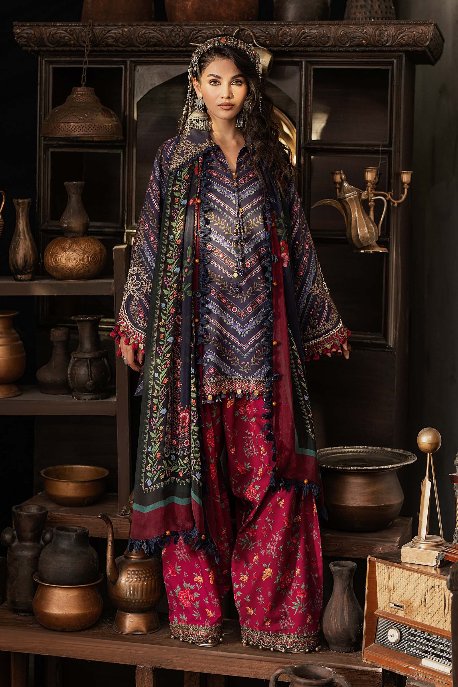 3 Piece Unstitched Embroidered Cambric Suit