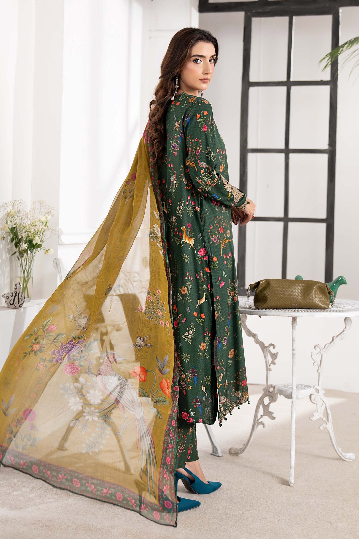 3 Piece Embroidered Linen Suit