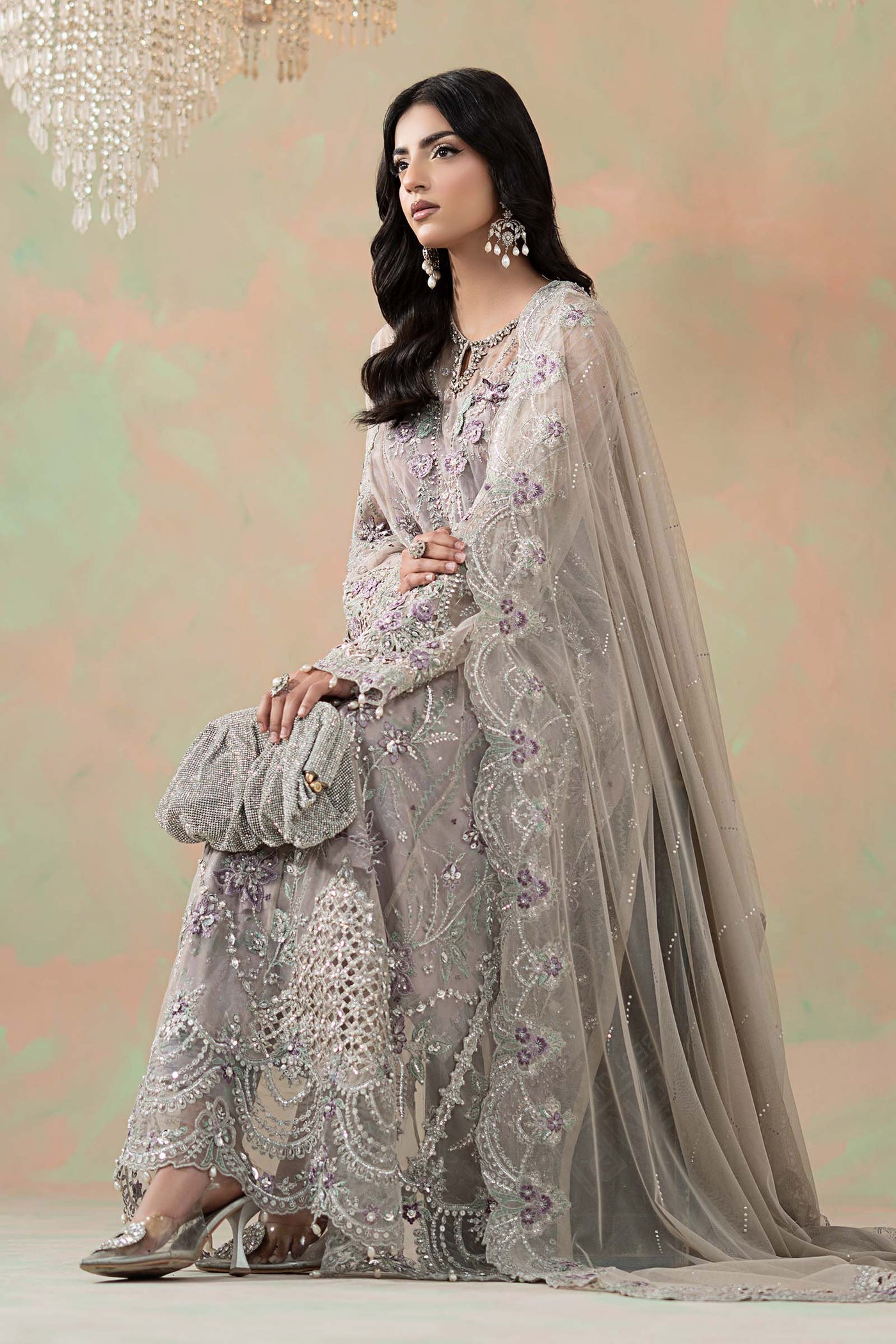 3 Piece Embroidered Net Suit