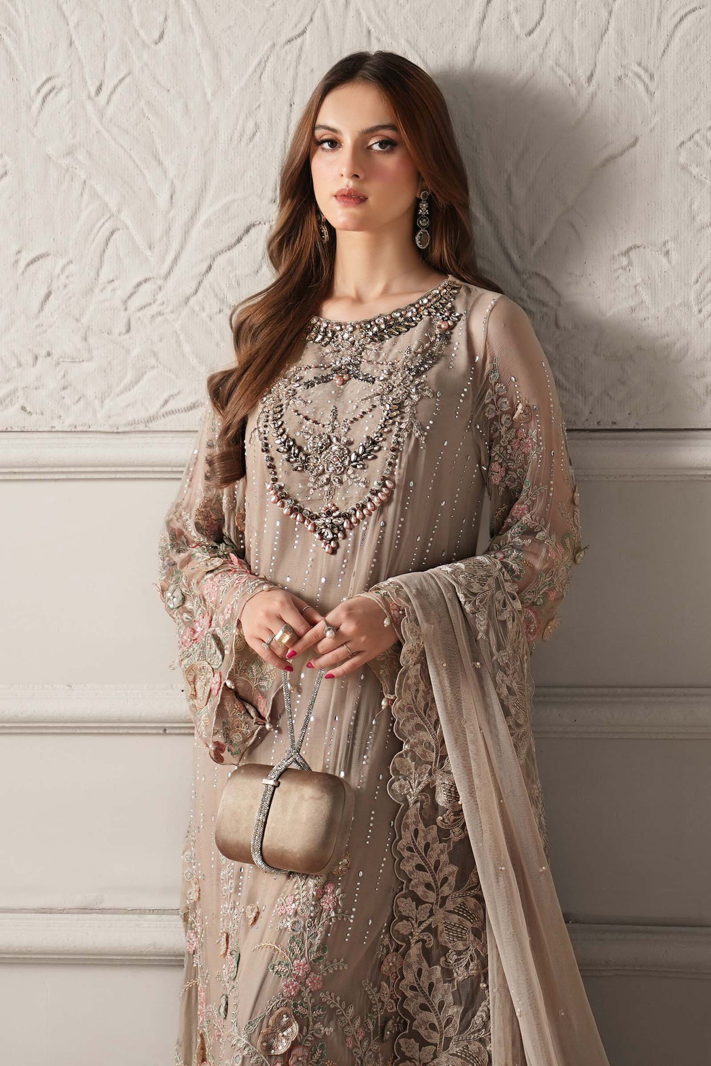 3 Piece Embroidered Chiffon Suit | MCS-25-107