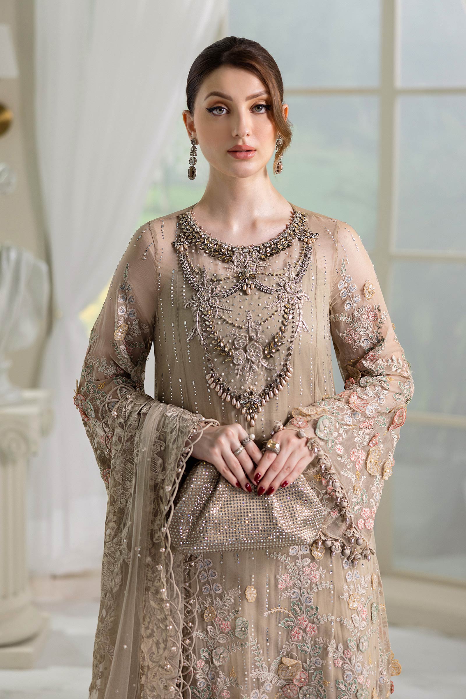 3 Piece Unstitched Embroidered Chiffon Suit | MPC-25-107