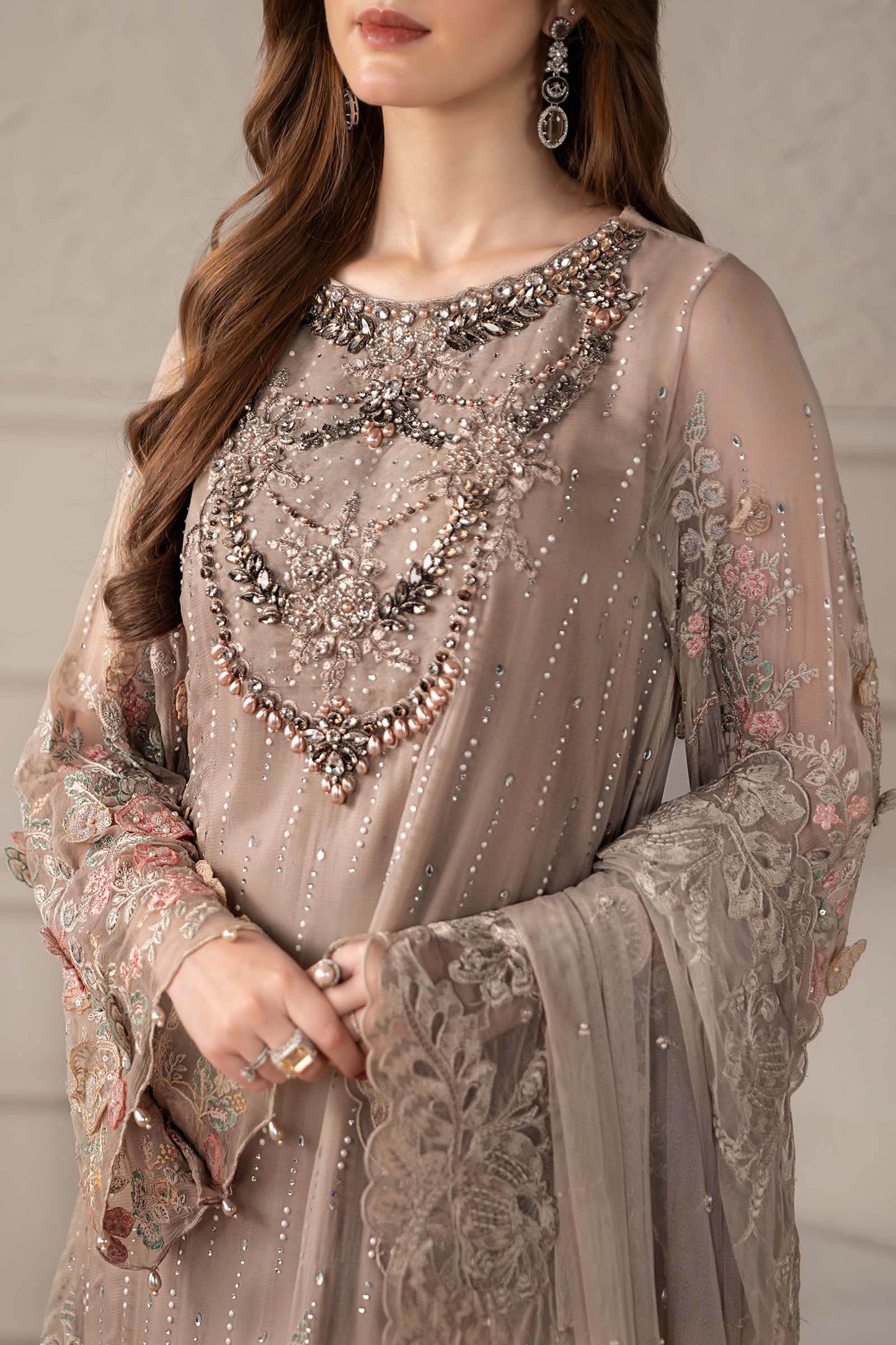 3 Piece Embroidered Chiffon Suit | MCS-25-107