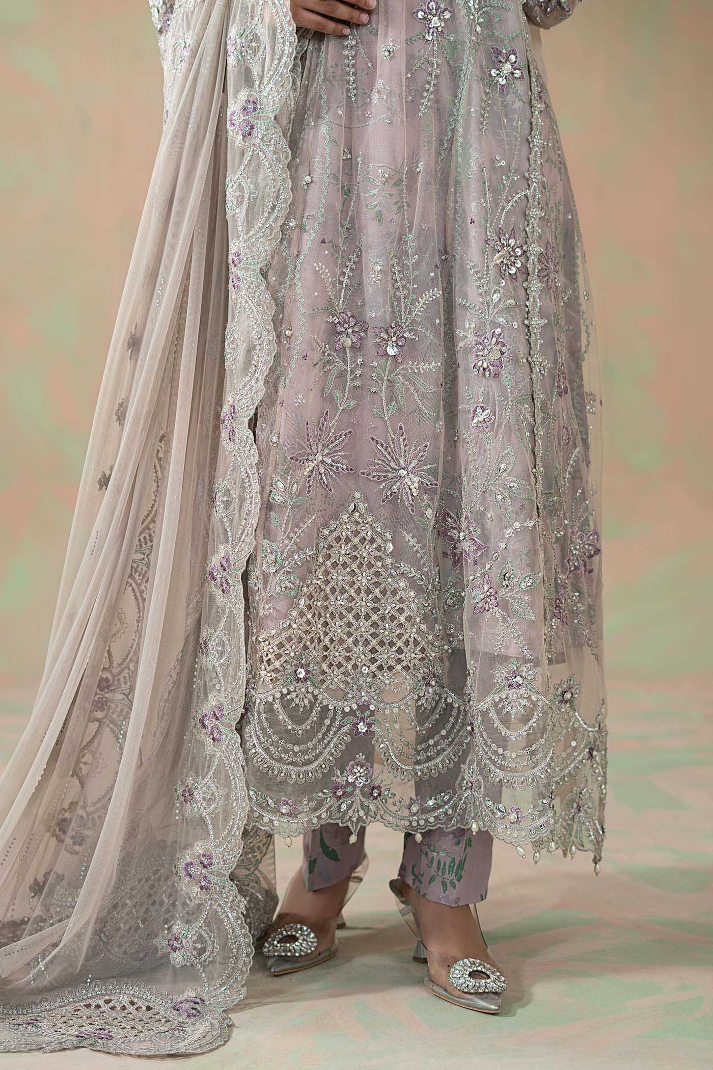 3 Piece Embroidered Net Suit