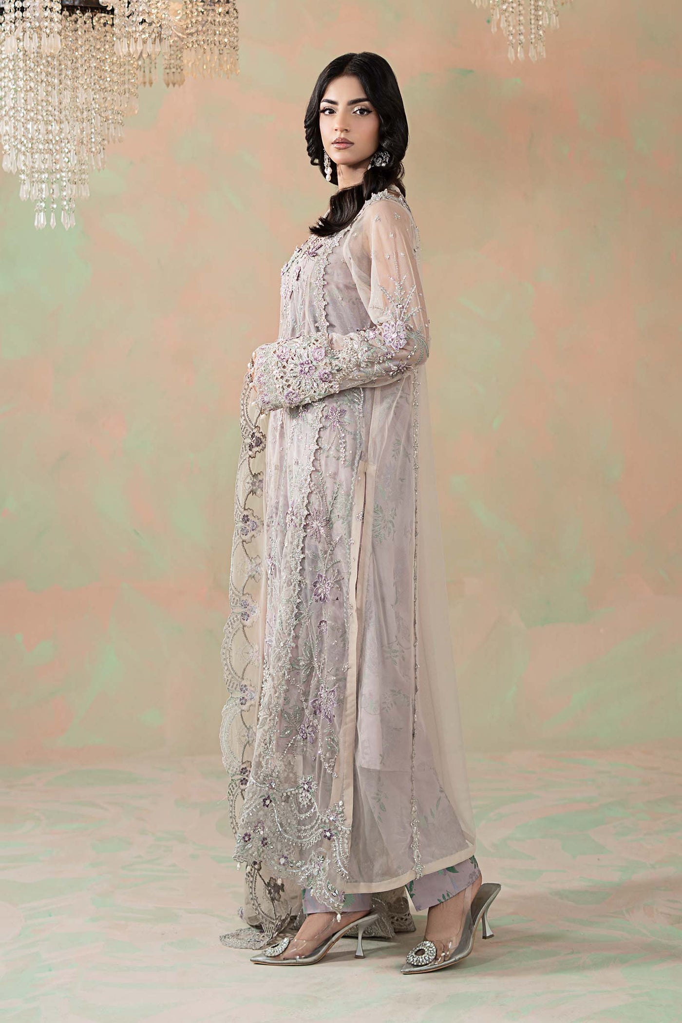 3 Piece Embroidered Net Suit