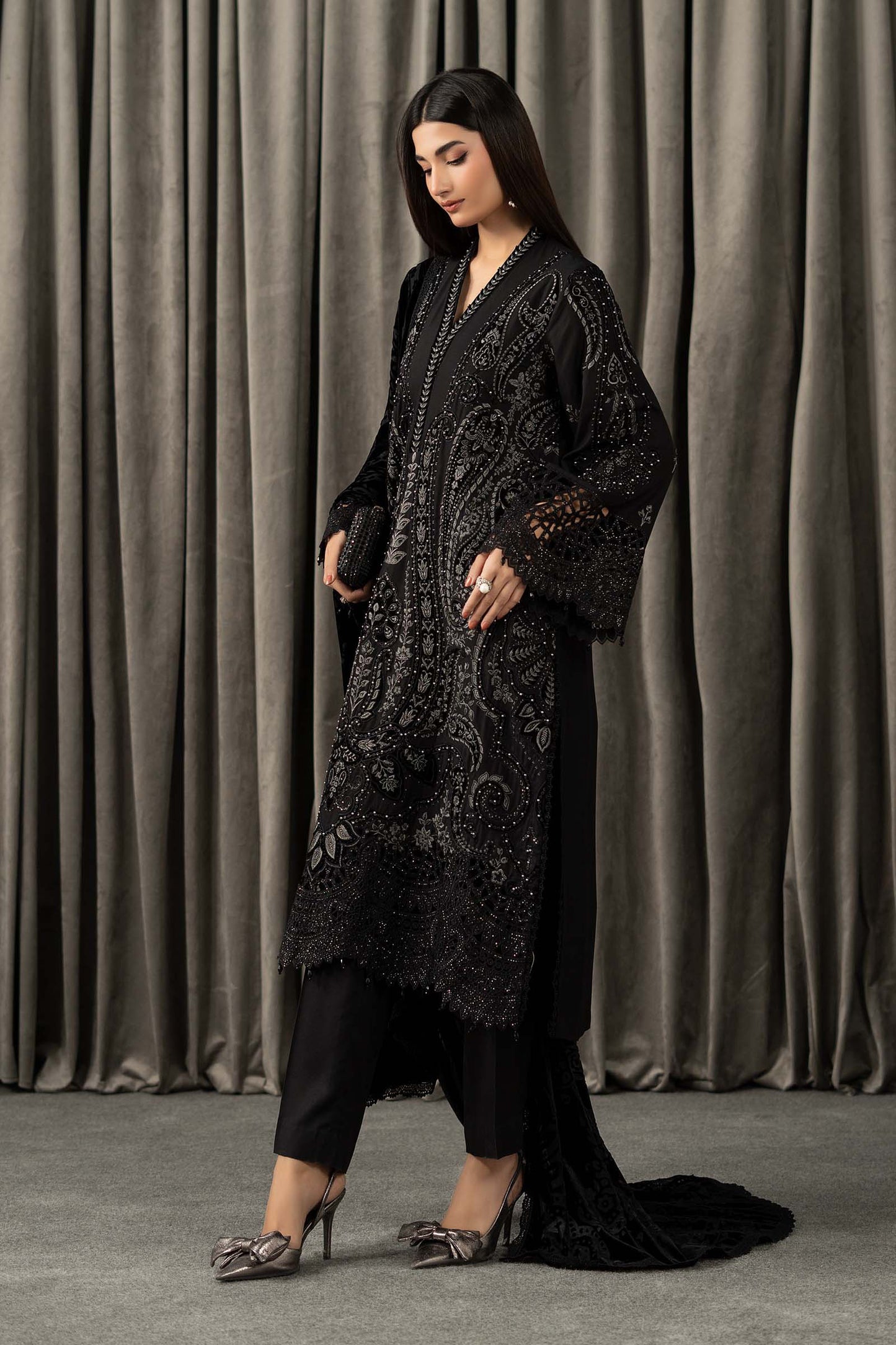 3 Piece Embroidered Linen Suit