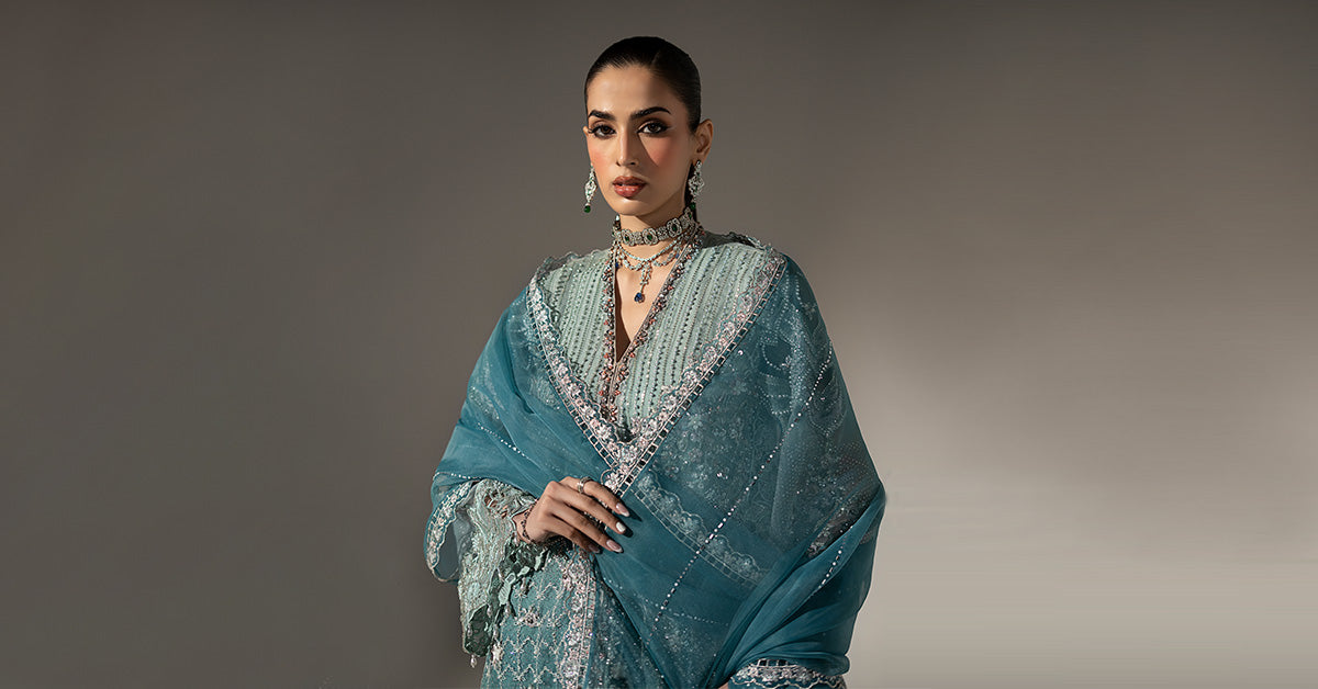 3 Piece Embroidered Organza Suit