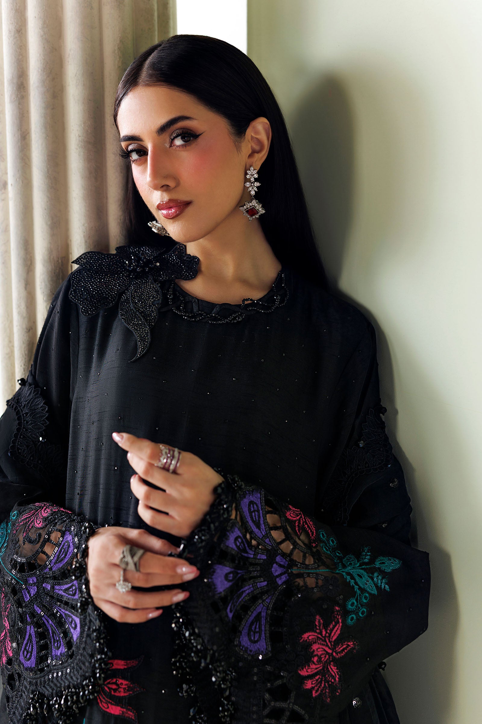3 Piece Unstitched Embroidered Raw Silk Suit