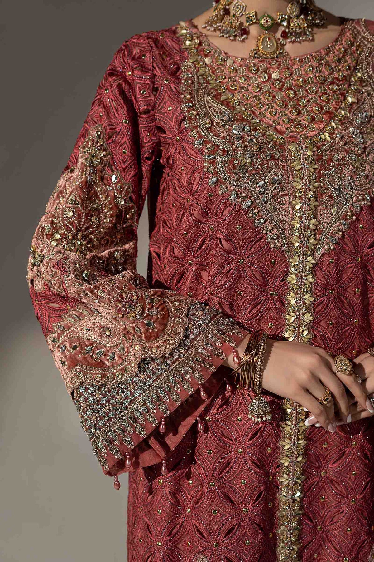 3 Piece Embroidered Organza Suit