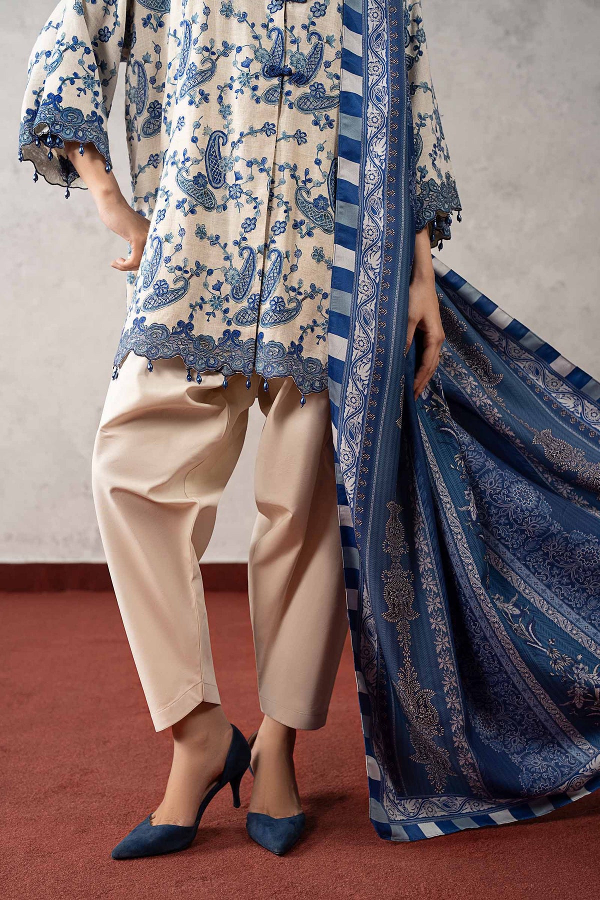 3 Piece Embroidered Irish Linen Suit
