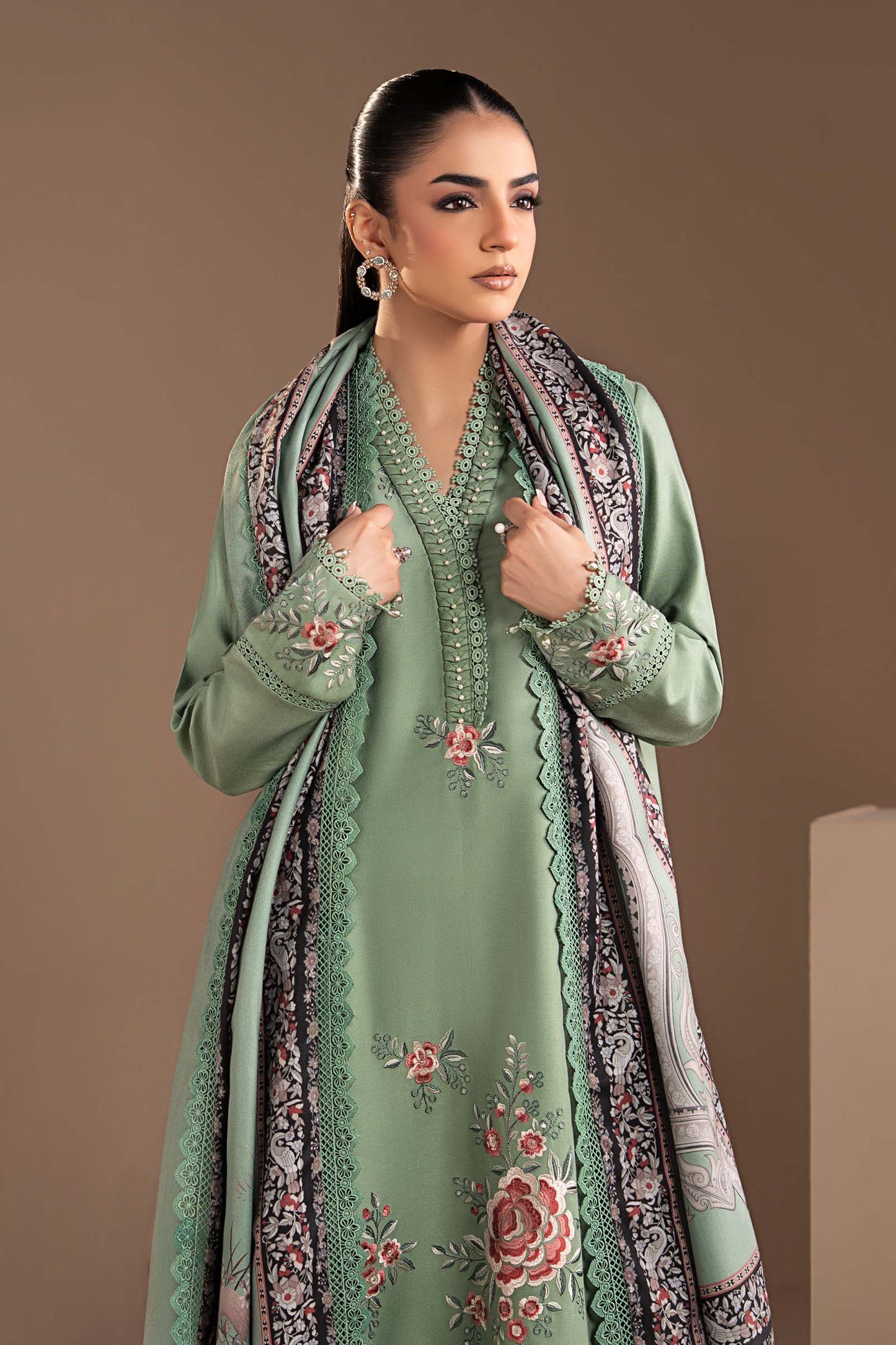 3 Piece Embroidered Twill Linen Suit