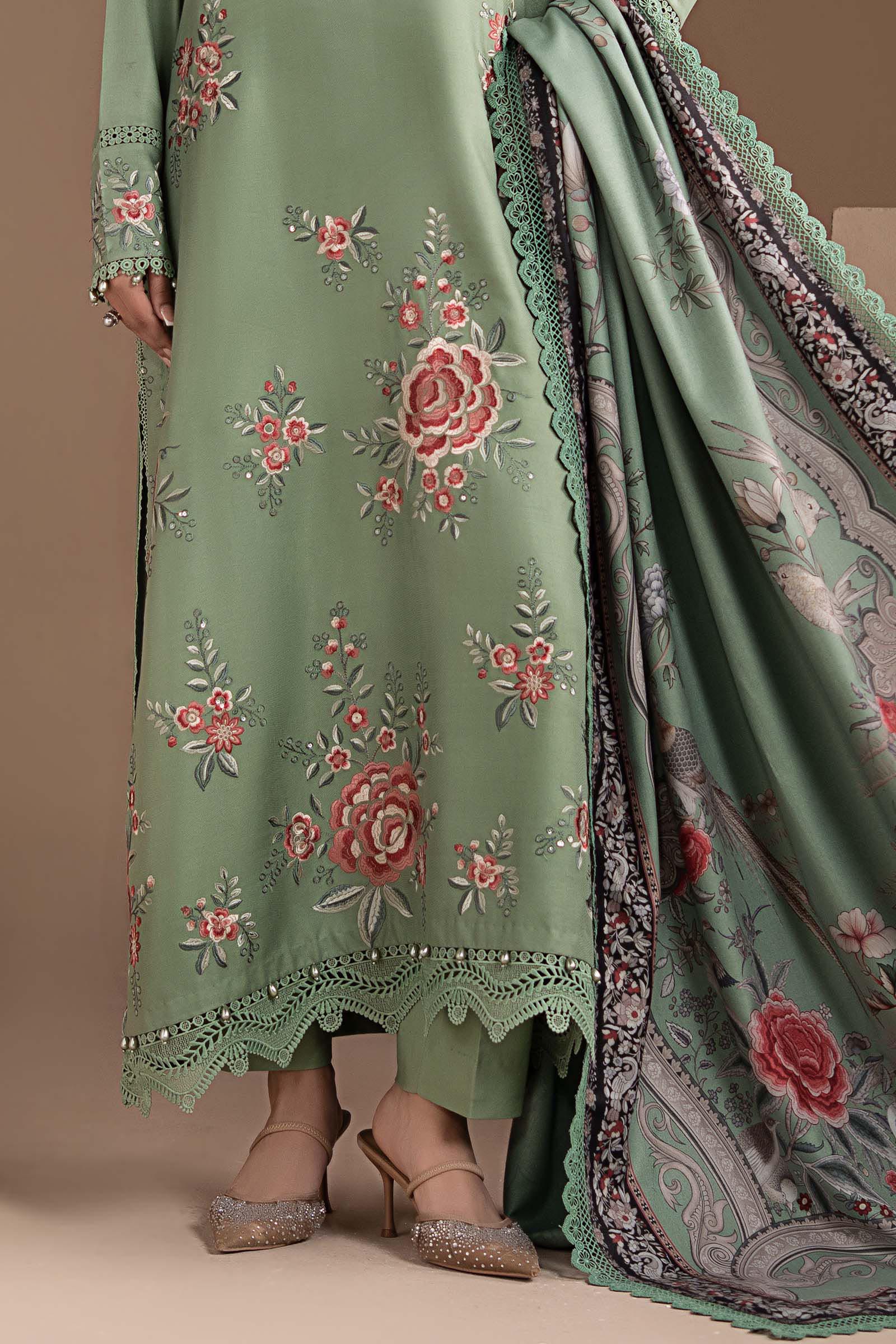 3 Piece Embroidered Twill Linen Suit