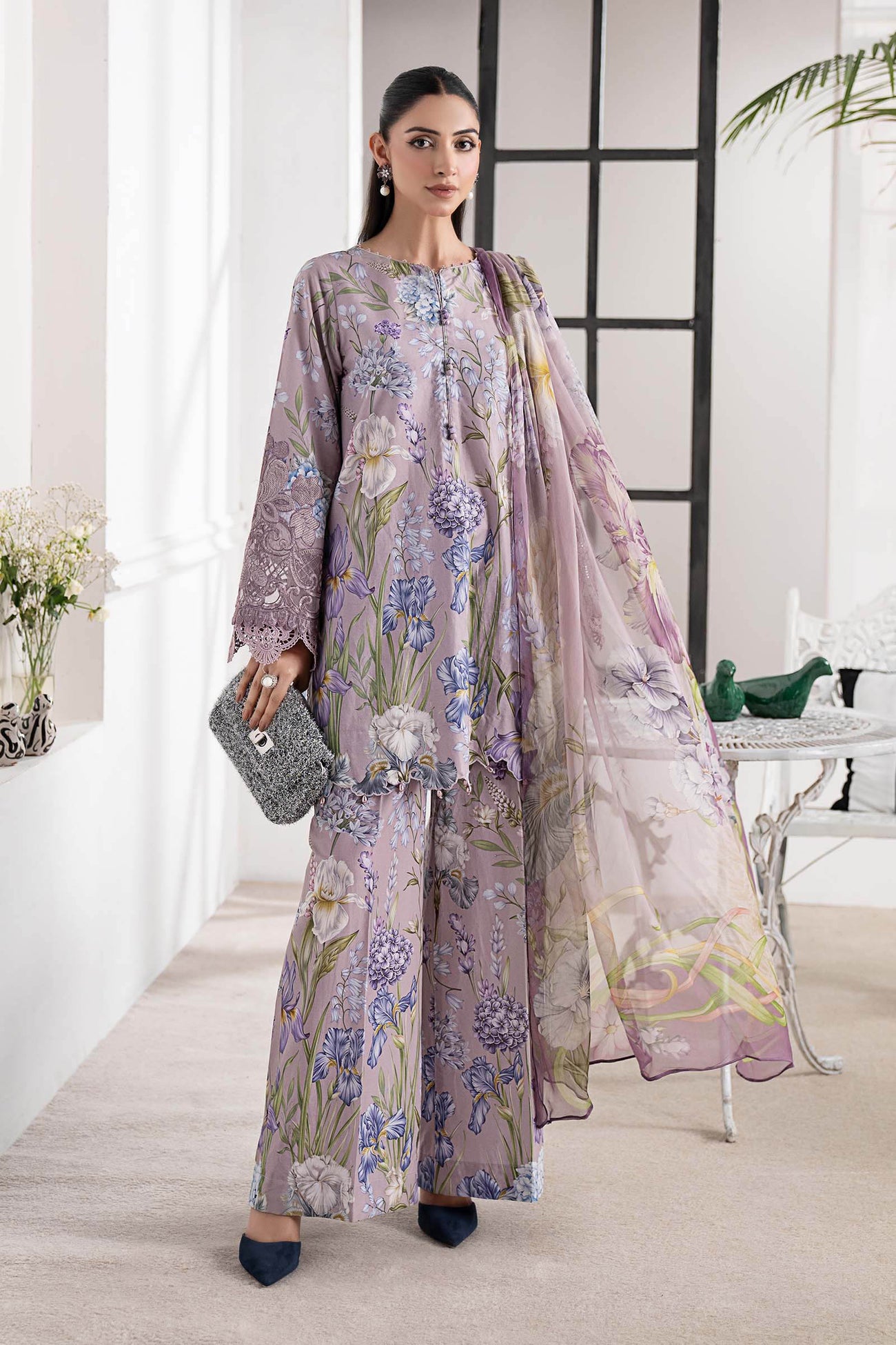 3 Piece Embroidered Cambric Suit