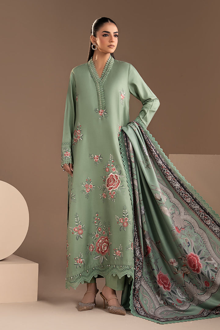 3 Piece Embroidered Twill Linen Suit All Products MS2808A-SML-00A