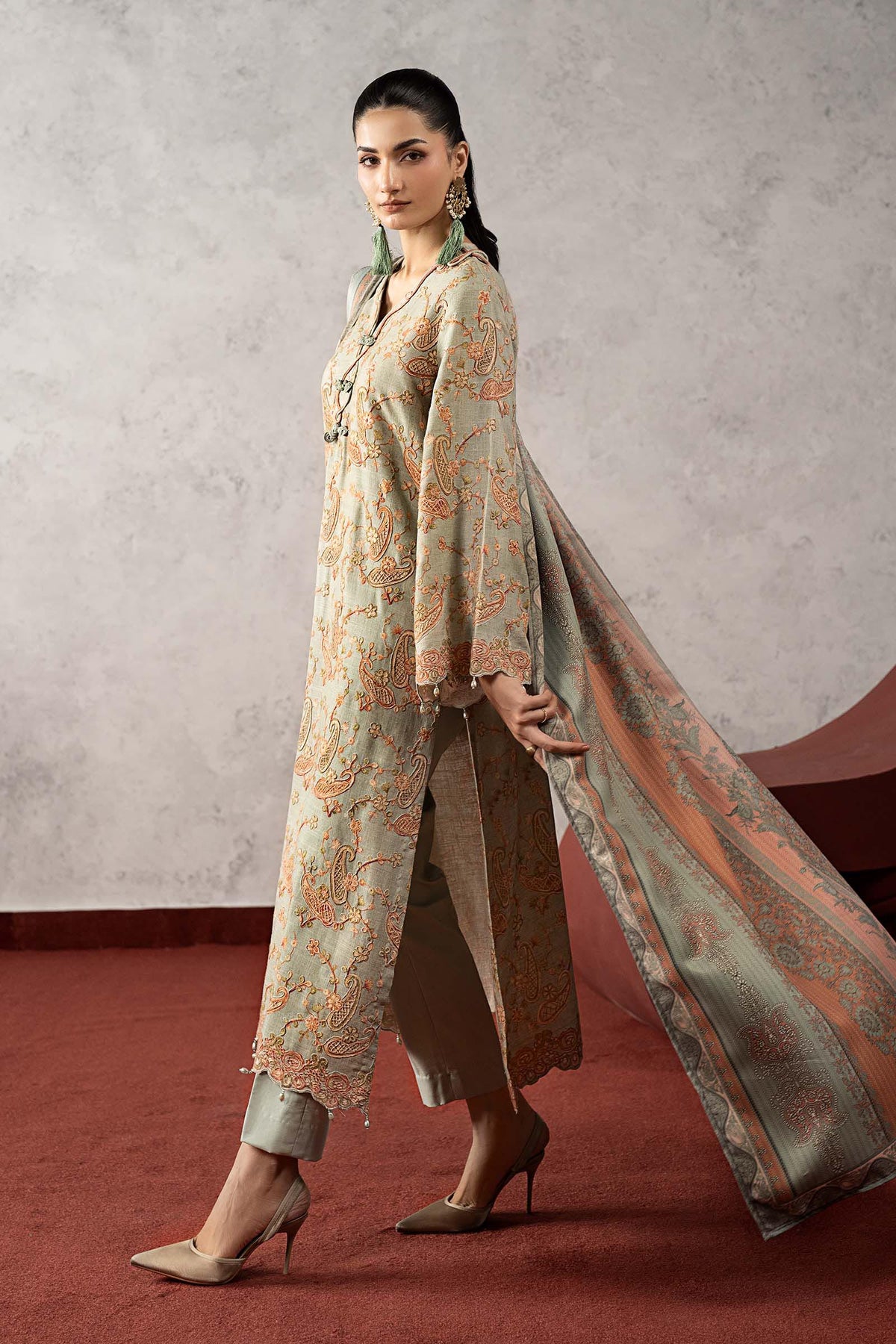 3 Piece Embroidered Irish Linen Suit