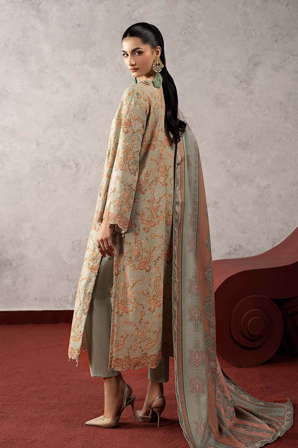 3 Piece Embroidered Irish Linen Suit