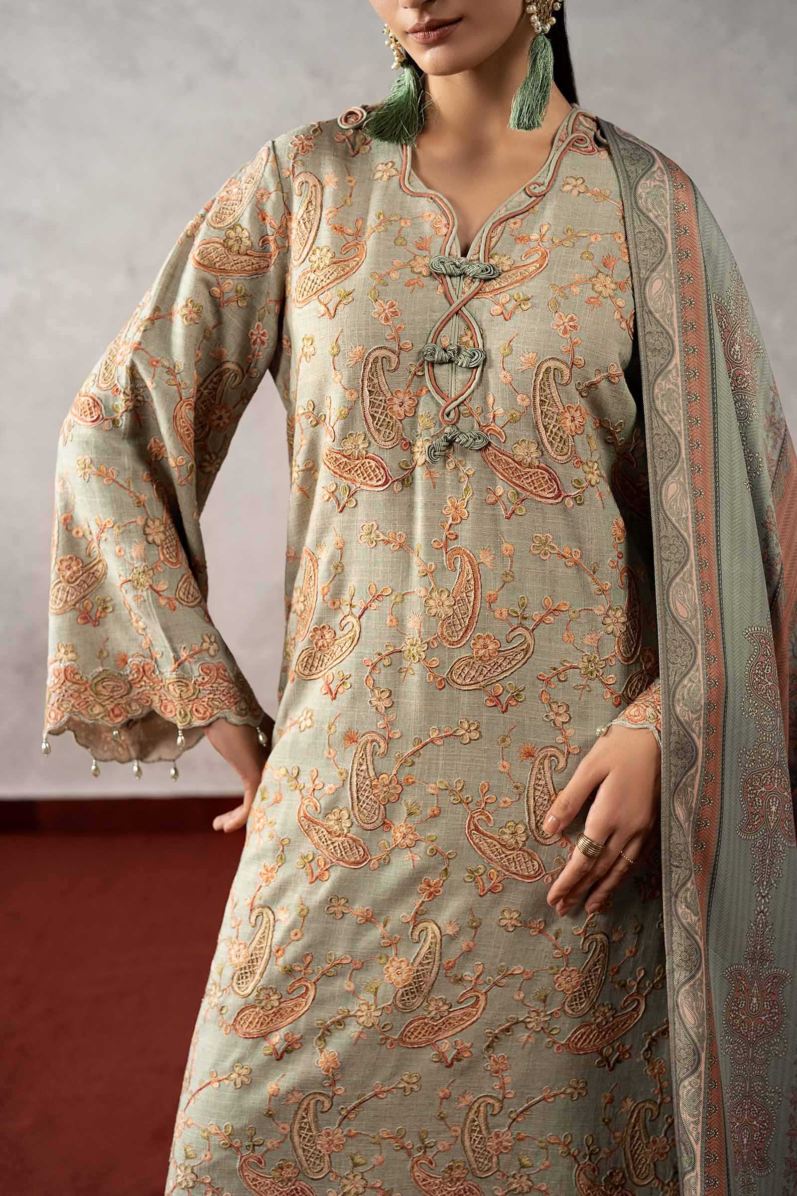 3 Piece Embroidered Irish Linen Suit